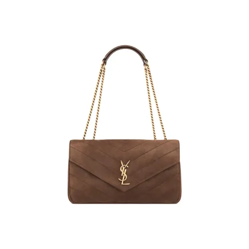 SAINT LAURENT LOULOU Замша Сумка через плечо Средняя Женская Коричнево-кофейная
