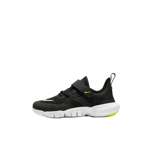 Nike Free Rn 5,0 Low Топ Детские беговые кроссовки Черный белый зеленый для детей 3-7 лет