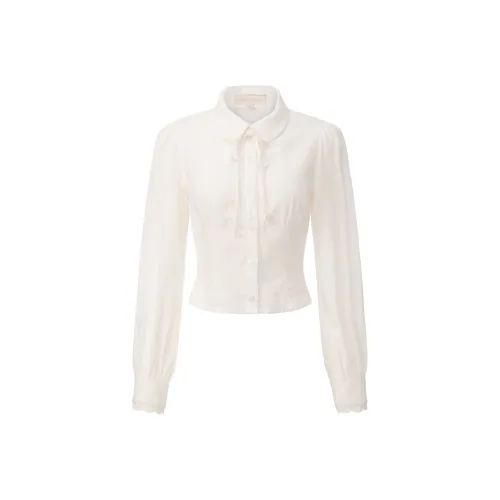 CHIWAWAMEME Преппи Белые Женские Рубашки