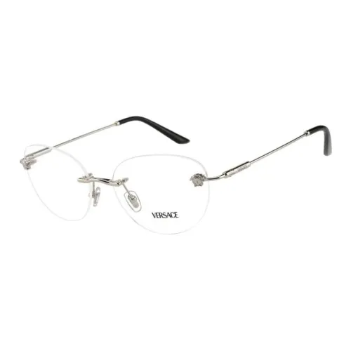 VERSACE Металл Овал Оправы для очков Унисекс Серебряный