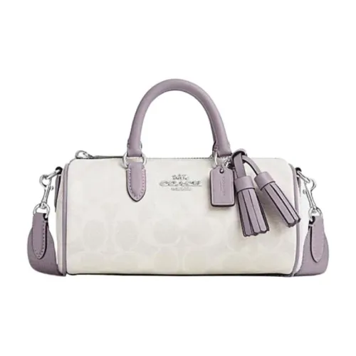 COACH Lacey ПВХ Бостон Сумка Сумка Сумка через плечо Сумка через плечо Маленькая Женская Белая и Фиолетовая