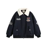 Темно-синий флис, пуховая куртка