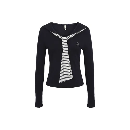 OYANXI Темно-синие женские футболки T