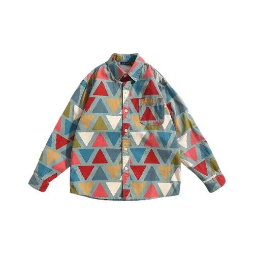 SLLAVIF Синий и Белый Геометрический Мужская Рубашка