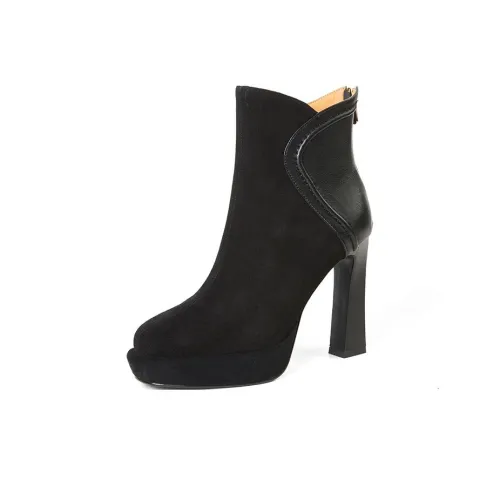 Wuji Круглый носок Высокий каблук Ботильоны Женские