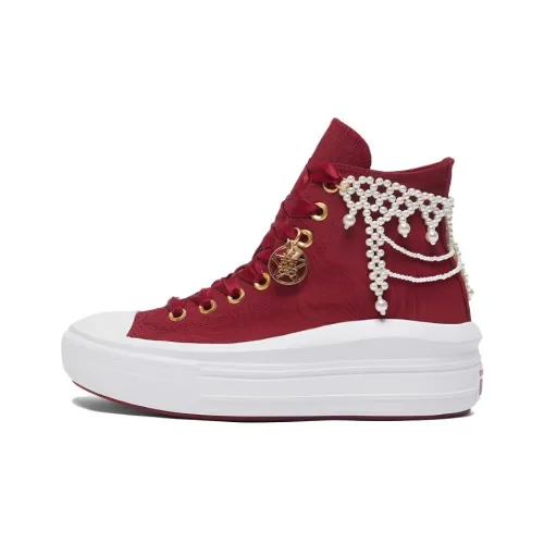 Конверс All Star Move Износостойкие Высокие Топы Повседневная Обувь Женская Красная