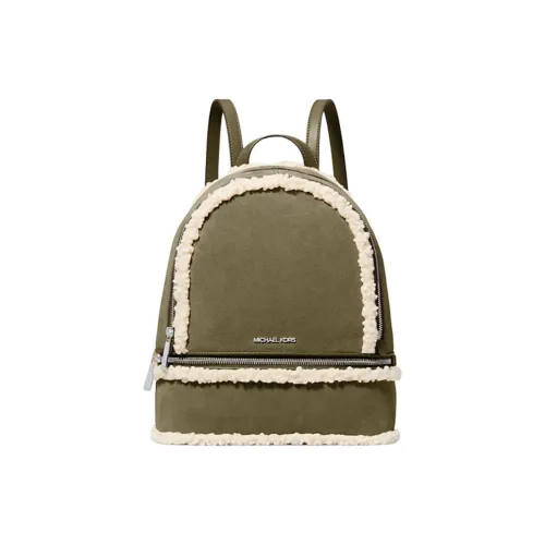 MICHAEL KORS Rhea Suede и Artificial Fur Leather Backpack Medium Women's Olive Green Beige