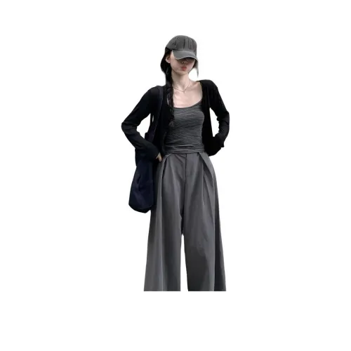 REMOULD Серый Кардиган + Полосатый Топ Женские Трикотаж