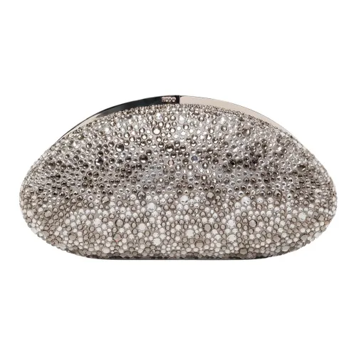 Rodo Rhinestone Satin Crossbody Clutch Women's Silver