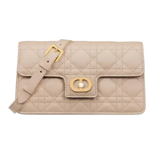 DIOR Jolie Lambskin Crossbody Bag Shoulder Bag Mini Women's Pink Beige