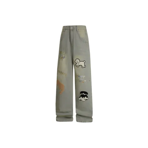 CAT'S PAW Желтый Грязь Унисекс Джинсы