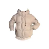 Серый пуховик с капюшоном