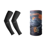 Комплект защитной одежды от солнца [Бандо черного цвета с охлаждающими рукавами + черная маска для защиты от солнца]