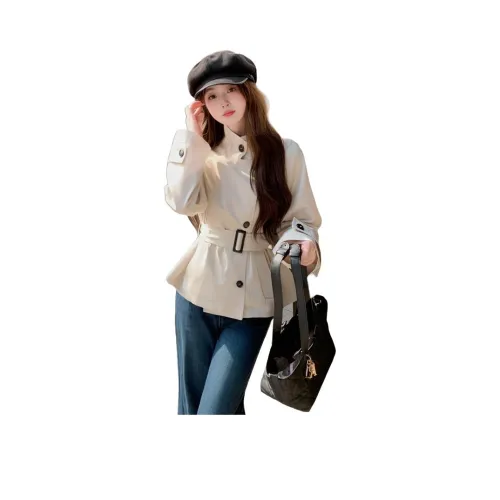 ZVJH Абрикос с ремнем женский тренч