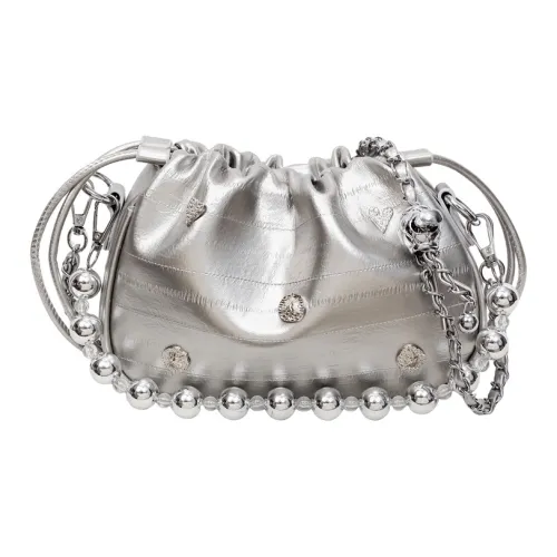 ResNonverba ПУ (полиуретан) ведрообразная сумка сумка через плечо женская серебряная