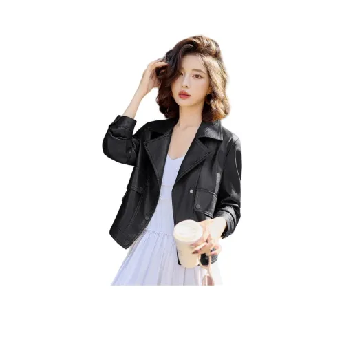 H YXIANG Кожа Куртка Женская