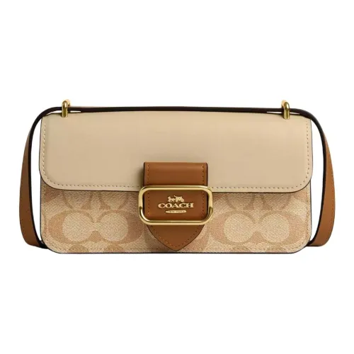 COACH Morgan Покрытие Холст Сумка через плечо Маленькая Женская Светлый Хаки
