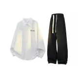 Белый топ + черные штаны