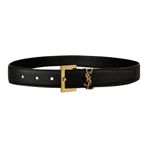 SAINT LAURENT Коровья кожа Телячья кожа Кожаные ремни Мужской Черный