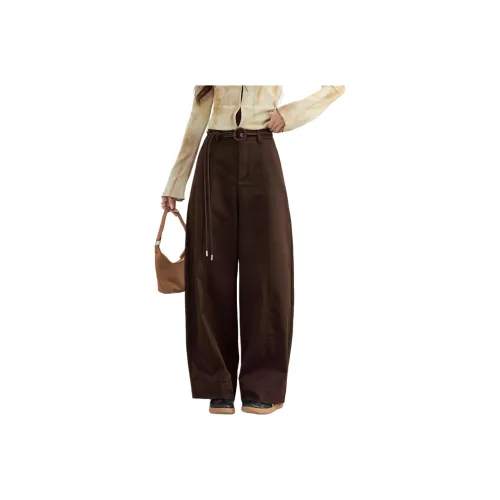 MENGXIAOQI Коричневый Брюки Женские Карго Брюки