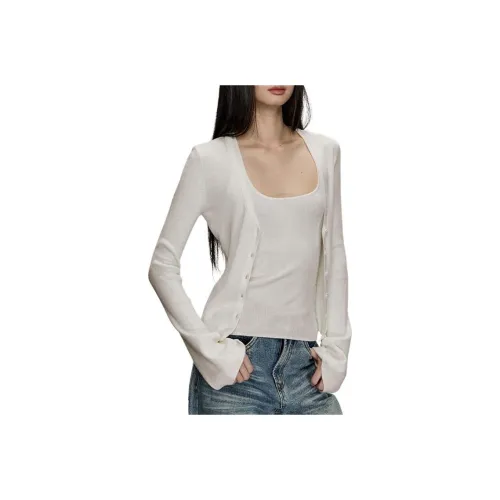 PZHK Белый Майка + Кардиган Женские Трикотаж