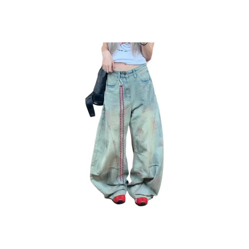 CASTLE WOODS Грязно-синие женские джинсы