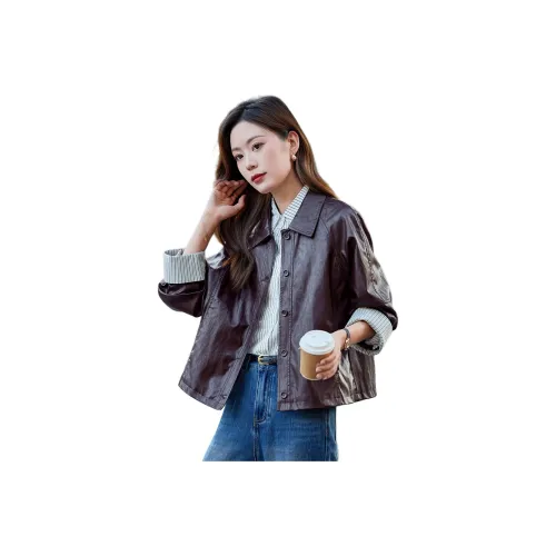 H YXIANG Кожа Куртка Женская