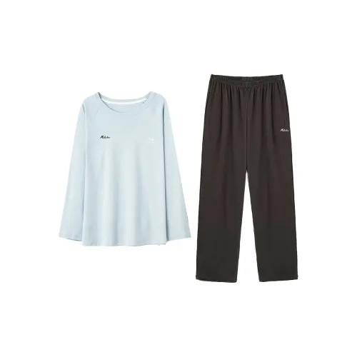 Mulinsen [Длинный рукав Топ+Штаны] Светло-синий+Черный мужской Пижамный комплект