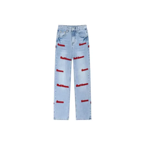 SAGP Red Embroidery Unisex Jeans SAGP Красный Вышивка Унисекс Джинсы