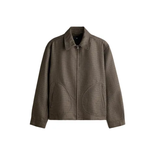 H M Темный бежевый Гусиная лапка Мужские куртки