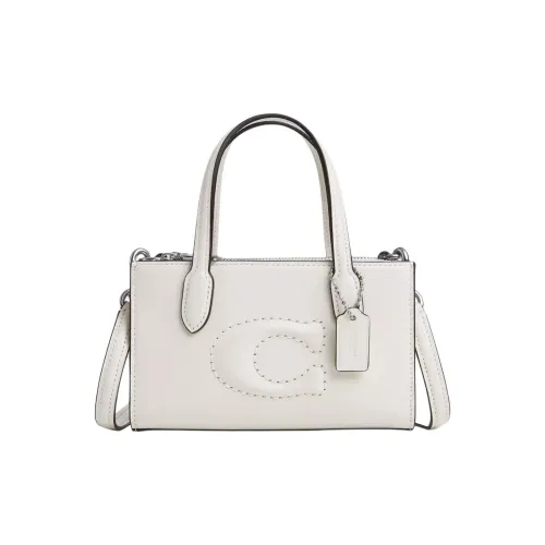 COACH Утонченный Телячья кожа Сумка через плечо Сумка Маленькая Women's Silver Белый