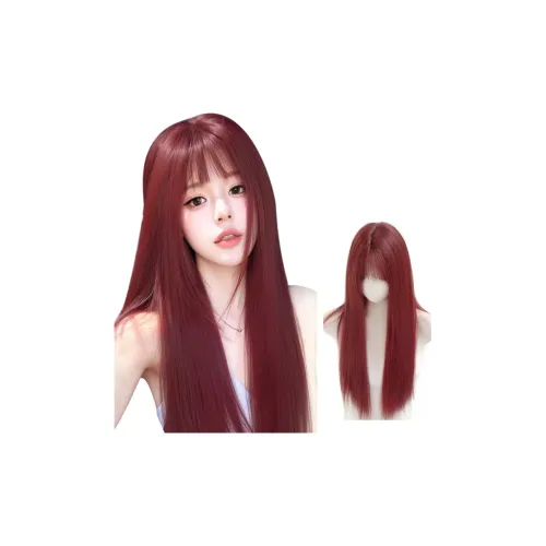 FYOSEE Малина Красный Тонкая Чёлка Длинные Прямые Волосы