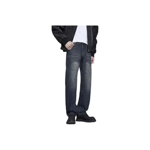 ZENGZHI Джинсы Свободный крой Прямой крой Унисекс