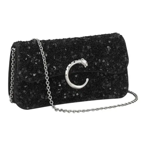 Cartier Сумка На Цепочке, Модель "мини", Panthère De Cartier Пайетки Черного Цвета На Основе Из Переработанного Нейлона ECONYL®, Отделка Из Палладия И Черной Эмали