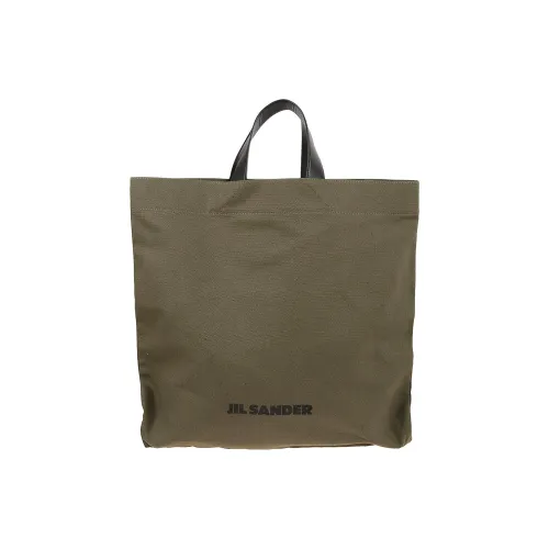 JIL SANDER Хлопок Холст Кожа Тоут Сумка Сумка для покупок Сумка Мужская Армейский зеленый