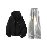 Чёрный топ + серые штаны Фотиния