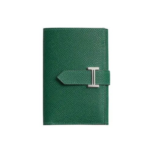 HERMES Bearn Epsom Телячья кожа Кошелек Унисекс Зеленый