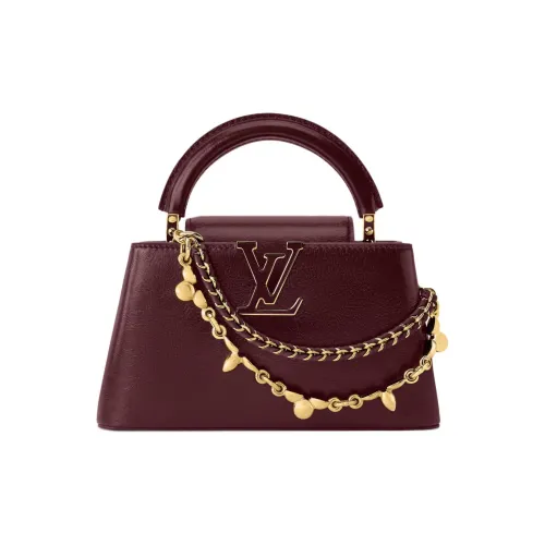 LOUIS VUITTON Capucines Коровья кожа Сумка Мини Женская Бургунди
