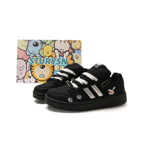 STUR YSN Износостойкий и Легкий Низкий Топ Скейтборд Кроссовки Унисекс Черный Серебряный