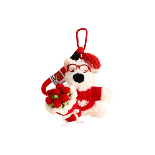 KUMAOYA Милый Вест-хайленд Щенок держащий букет креативный брелок плюшевая подвеска 12 см высота
