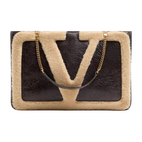 Valentino Шерпа Сумка через плечо Средняя Женская Коричневая и Бежевая