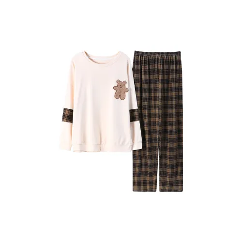 Pretty lady Молоко Белый Кофейный Женские Пижамные Комплекты