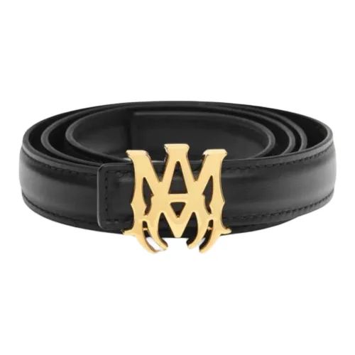 AMIRI Ремни из натуральной кожи унисекс черный золотой 2 см