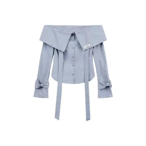 Meanalot Синий Полосатый Рубашка Женская Рубашка