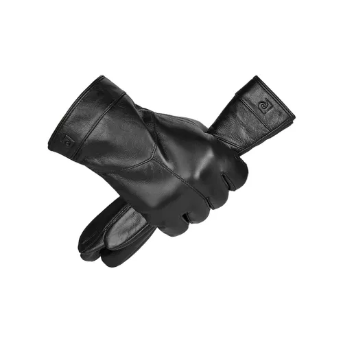 PIERRE CARDIN Sheepskin Goat Leather Gloves Men's Black