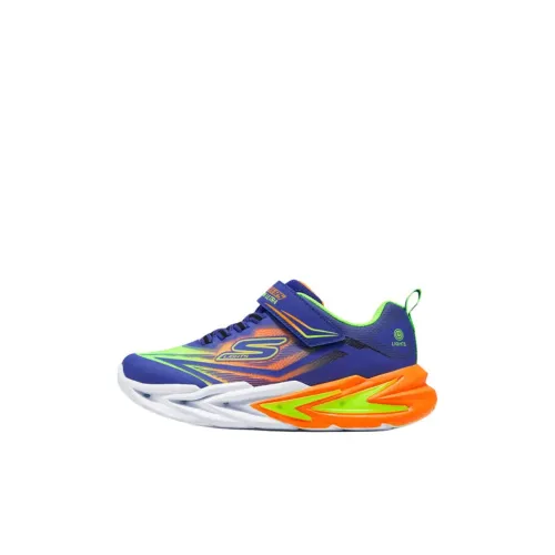 Skechers Kids S Lights Slip-Resistant Abrasion-Resistant Low Top Kids Lifestyle Shoes Blue Yellow Kids Skechers Kids S Lights Slip-Resistant Abrasion-Resistant Низкий Топ Детские Лайфстайл Обувь Синий Желтый Детский