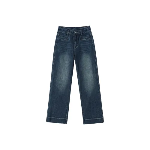 FAWENXIANGZI Винтажные синие женские джинсы