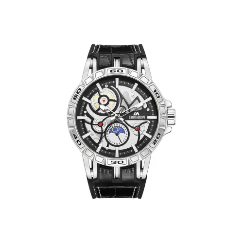 LIBER AEDON Наручные часы Кварцевый механизм Ремешок Ремешок Черный Циферблат Мужские часы