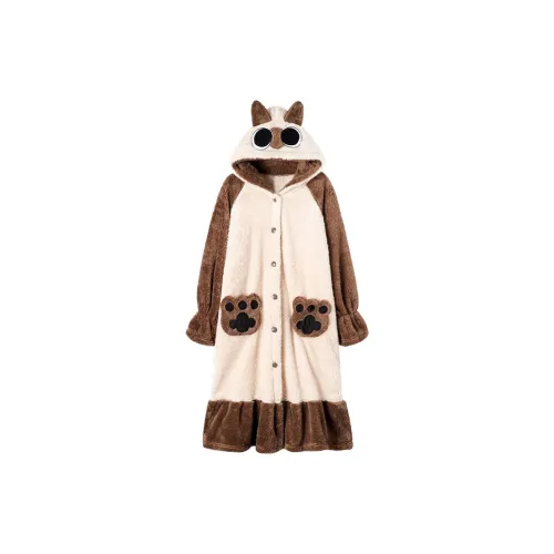 MEIJIAO Бобовый Пюре Без подкладки Халат Женские Банные халаты