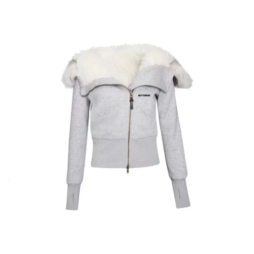 BETTERSAY Серый Перо Женские Свитшоты